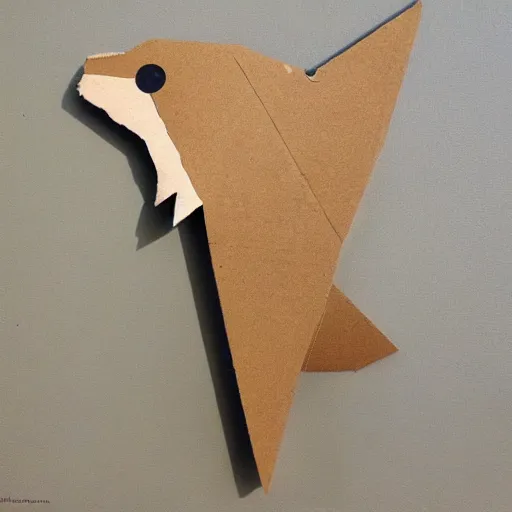 Prompt: dolphin made of cardboard