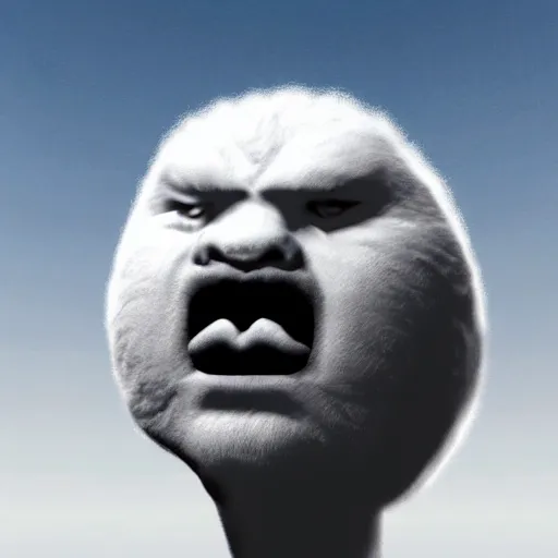 Image similar to a cloud with an angry realistic face made by cloud on it