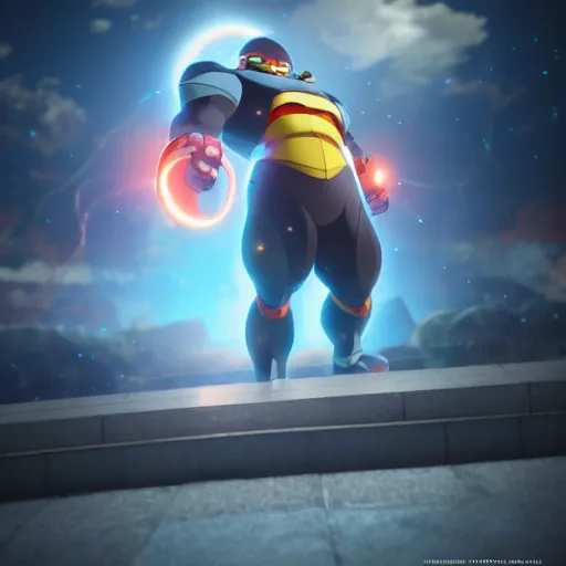 Image similar to an epic anime of energy man, ghibli, unreal 5, octane render, rpg portrait, dynamic lighting, epic, epic anime, 2 d