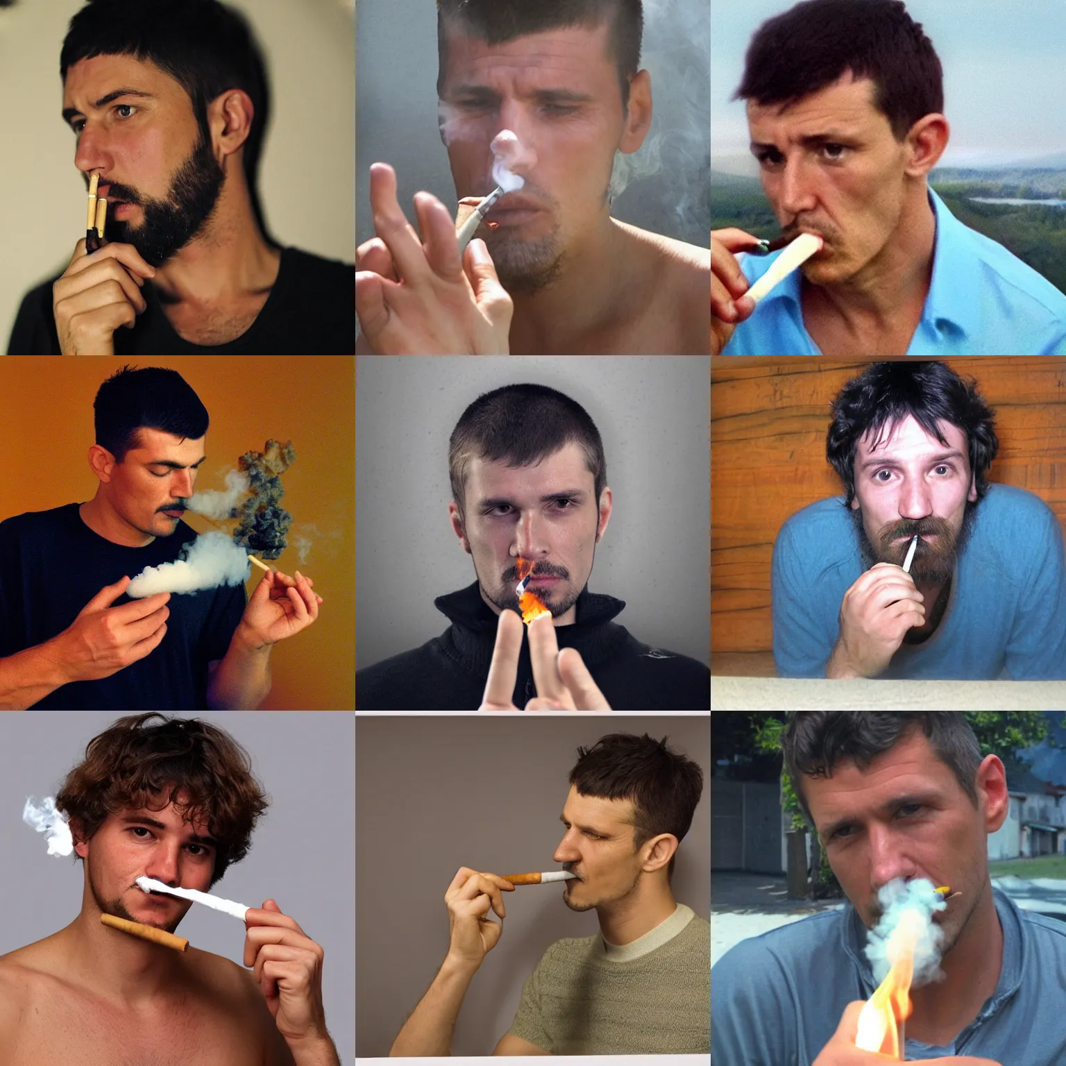 Prompt: realistic photo of goran bare smoking joint