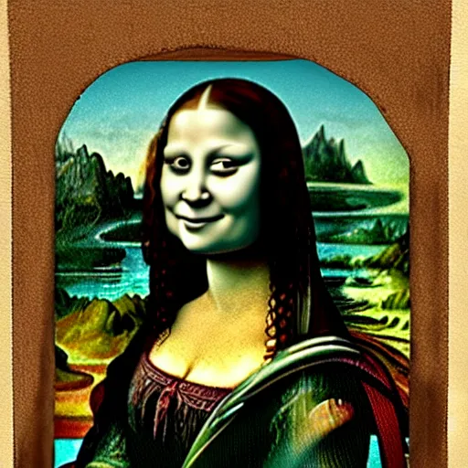 Image similar to A portrait of Shrek in the style of the Mona Lisa, by Leonardo Da Vinci, chiaroscuro, museum catalog photography,