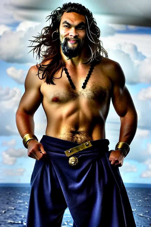 Image similar to portrait of Jason Momoa as an admiral in the Royal Navy, royal portrait