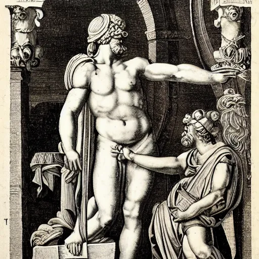 Image similar to zeus et jupiter in arte graphicali recenti depictum, illustrem insignem indolem designans, art of older deities