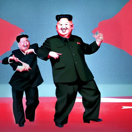 Prompt: kim jong un as k - pop idol dancing on the south korean k - pop stage, cnn, news photography, artstation