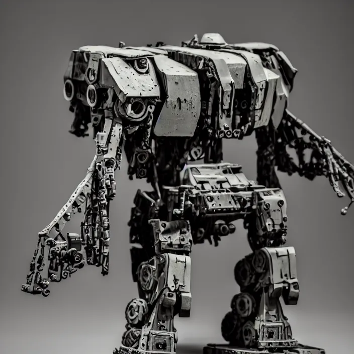 Image similar to photograph of a war mech extremely detailed. dslr. 5 0 mm.