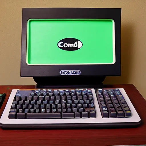 Image similar to commodore 6 4 with datasette and green screen, retro computer, photograph