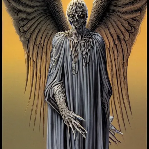 Image similar to an undead angel by kentaro miura and Wayne Barlowe