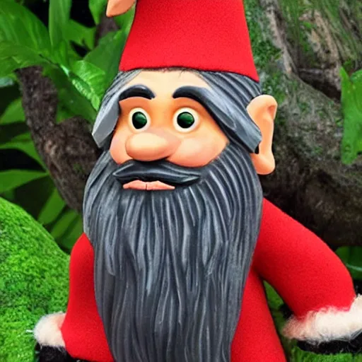 Prompt: jungle gnome with black beard