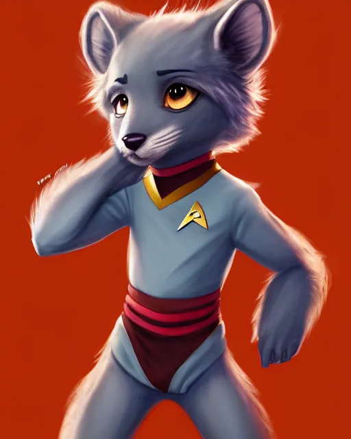 Image similar to character concept art of a cute young male anthropomorphic startrek furry | | cute - fine - face, pretty face, key visual, realistic shaded perfect face, fine details by stanley artgerm lau, wlop, rossdraws, james jean, andrei riabovitchev, marc simonetti, and sakimichan, trending on artstation