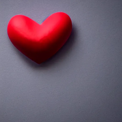 Image similar to 3d render of a badly formed red putty heart shape in the middle of a gray sheet of paper