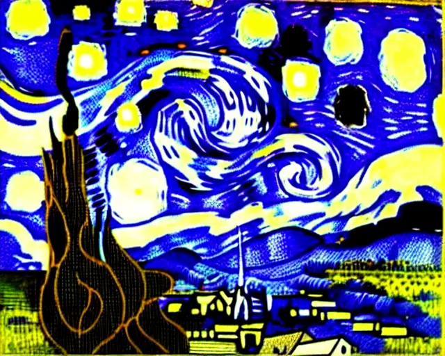 Image similar to keanu reeves in starry night by van gogh