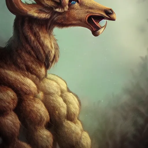 Prompt: hybrid between deer and dragon, profile, fantasy, extremely detailed, nature photography, artstation