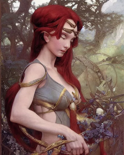 Prompt: a beautiful elf princess by Edgar Maxence and Ross Tran and Michael Whelan and Frank Frazetta