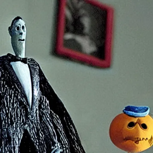 Image similar to Still of Sergio Mattarella in The Nightmare Before Christmas, claymation