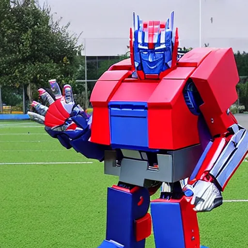 Image similar to Optimus Prime as a football coach