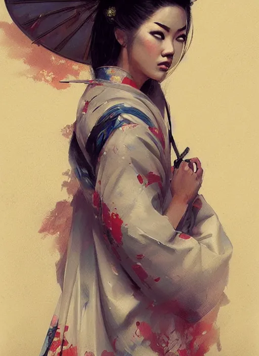 Image similar to hyper realistic geisha, by greg rutkowski