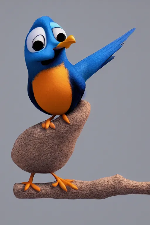 Prompt: cute little bird, pixar character, octane renderer, 4k, studio lighting, high detail