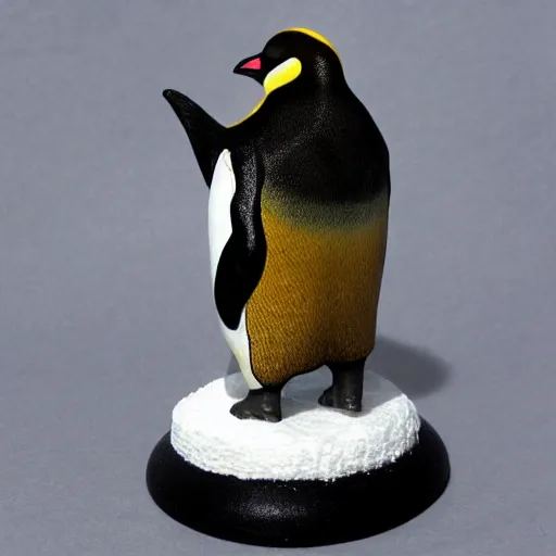 Image similar to Giant emperor penguin, painted wargaming miniature