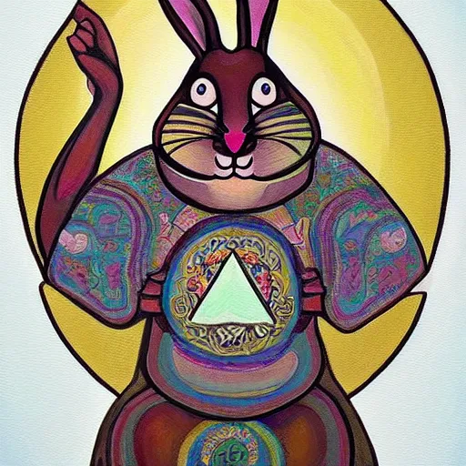 Image similar to this is a painting with the theme rabbit inner peace on the artstation trending page of year 2 2 2 2