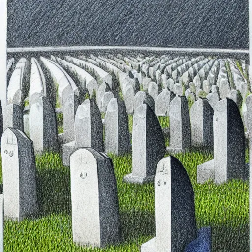 Prompt: Colored pencil art on paper, Ghost in Cemetery, highly detailed, artstation, MasterPiece, Award-Winning, Caran d'Ache Luminance