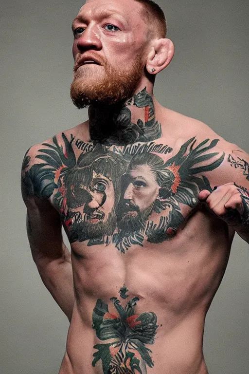 Image similar to connor mcgregor by caravaggio, mma fighter glamour shot