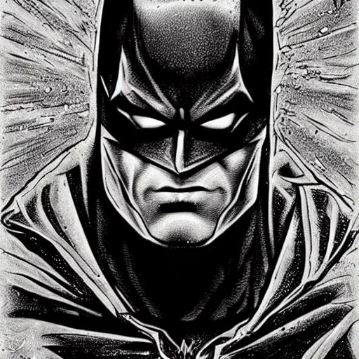 Prompt: grunge drawing of batman by mrrevenge, horror-themed, detailed, elegant, intricate