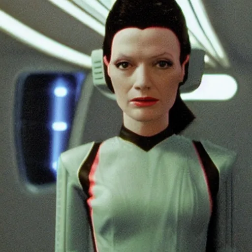 Image similar to portrait of female android, from a star trek movie