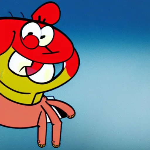 Image similar to mr krabs from the cartoon spongebob squarepants!!!! eating a krabby patty