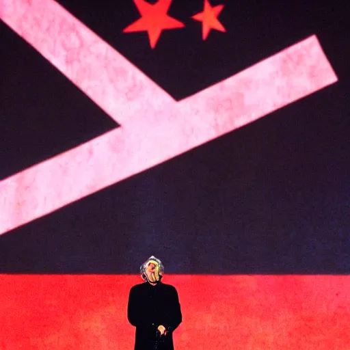 Prompt: Roger Waters salute to the Chinese national flag, cinematic