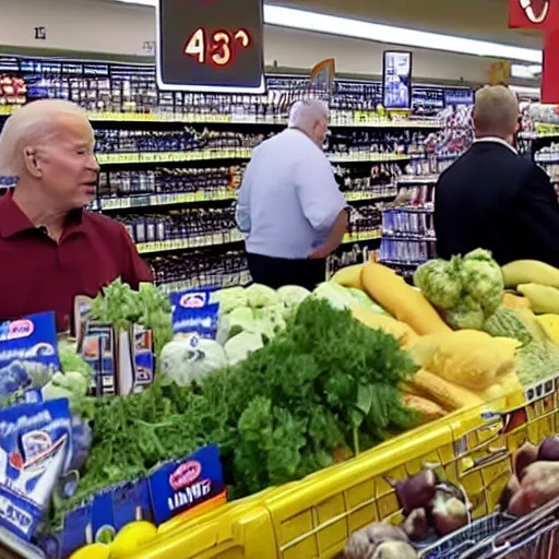 Prompt: Joe Biden berating a fat man at the supermarket, 8K, high quality