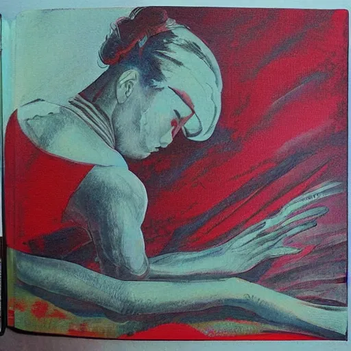 Prompt: “red book art painted by jung”