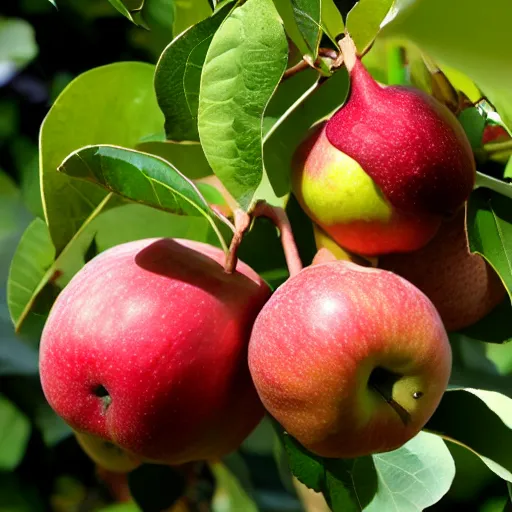 Image similar to fruit hybrid between a pear and an apple