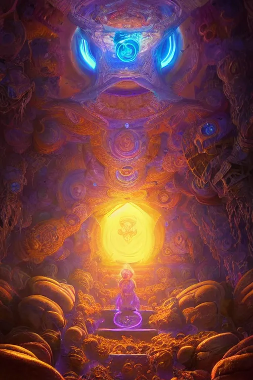Image similar to dmt visuals, trippy, highly detailed, d & d, fantasy, highly detailed, digital painting, trending on artstation, concept art, sharp focus, illustration, global illumination, ray tracing, realistic shaded, art by artgerm and greg rutkowski and fuji choko and viktoria gavrilenko and hoang lap, sunny