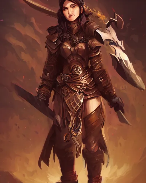 Image similar to a portrait of a female dnd warrior by Ross Tran