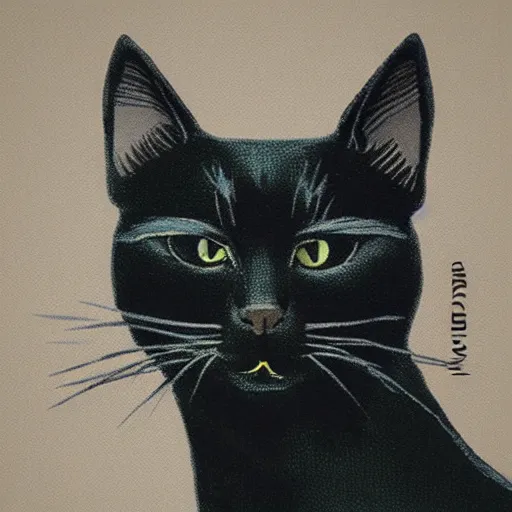 Image similar to avatar of a black cat in the style of antonio berni