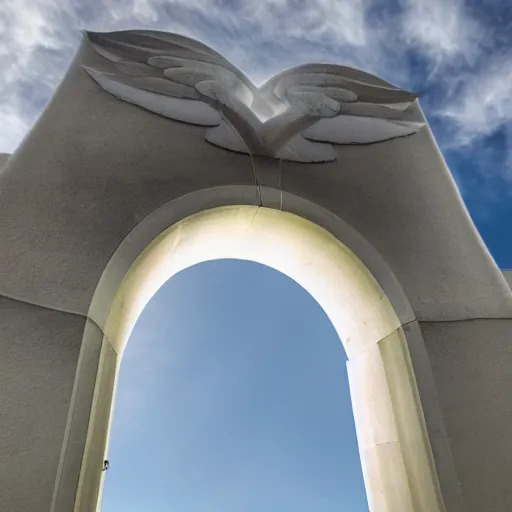 Image similar to angelical portal opening in the sky, first person point of view