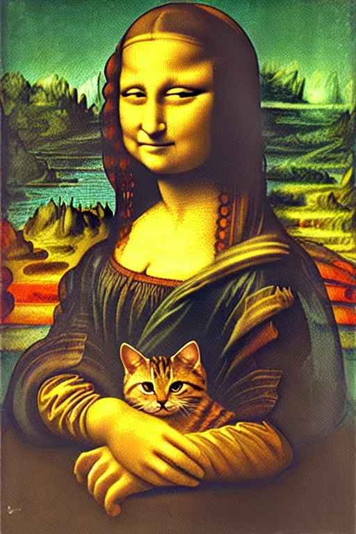 Prompt: “A cat in the style of Mona Lisa by Leonardo da Vinci”