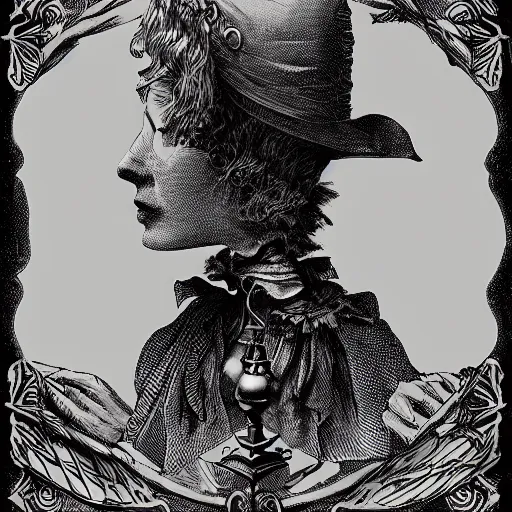 Prompt: anthro victorian scholar, black ink on paper, trending on artstation, beautiful, intricate, detailed