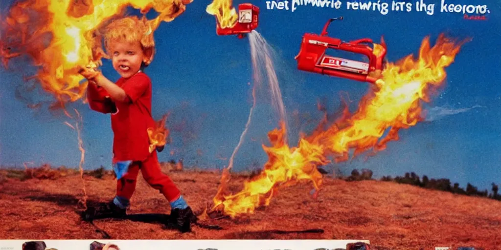 Prompt: A flamethrower for kids, tv ad 1990