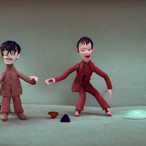 Image similar to claymation scene of the matrix