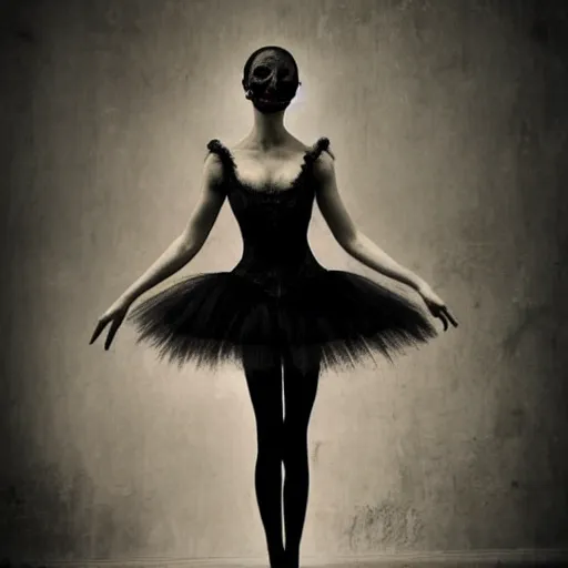 Prompt: dark ballerina, emil melmoth, concept art, deviantart, dark, 3 5 mm, chiaroscuro, surrealist, victorian, mist, dark, - w 5 1 2, - h 7 6 8,