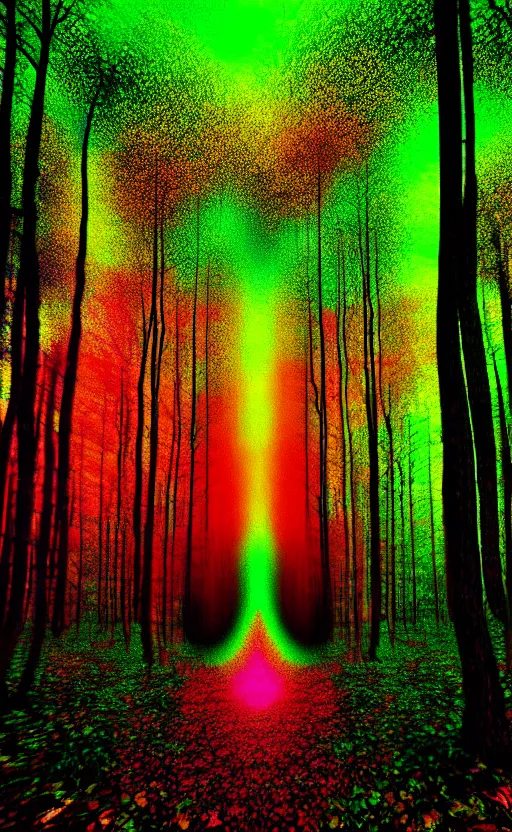 Image similar to trippy psychedelic enchanged forest