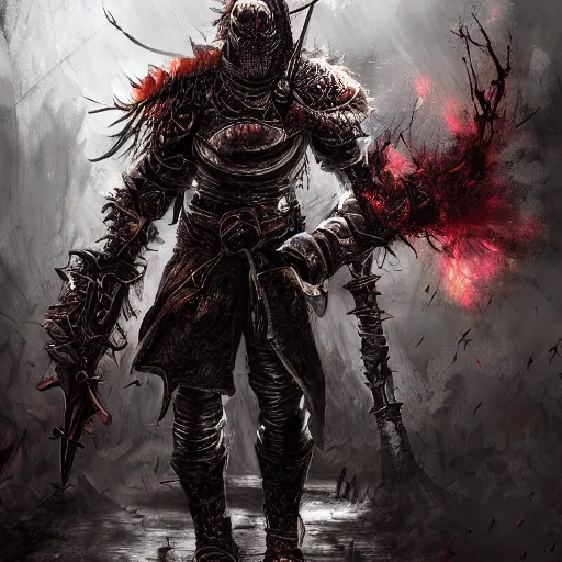 Prompt: chaos, night, rot, blood, epic art, dark souls, highly detailed