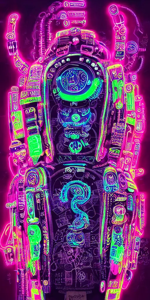 Image similar to detailed quetzalcoatl portrait Neon Operator, cyberpunk futuristic neon, reflective puffy coat, decorated with traditional mayan ornaments by Ismail inceoglu dragan bibin hans thoma !dream detailed portrait Neon Operator Girl, cyberpunk futuristic neon, reflective puffy coat, decorated with traditional Japanese ornaments by Ismail inceoglu dragan bibin hans thoma greg rutkowski Alexandros Pyromallis Nekro Rene Maritte Illustrated, Perfect face, fine details, realistic shaded, fine-face, pretty face