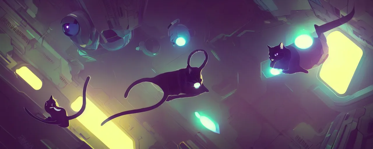 Prompt: duotone noir scifi concept illustration of lowpoly cats floating zero gravity glowing 3 d mesh portals futuristic, glowing eyes, octane render, surreal atmosphere, volumetric lighting. golden ratio by sachin teng and sergey kolesov and ruan jia and heng z. graffiti art, scifi, fantasy, hyper detailed. trending on artstation