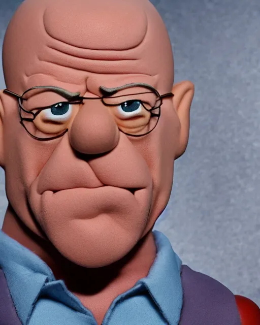 Prompt: dean norris breaking bad as a muppet. highly detailed felt. hyper real photo. 4 k.