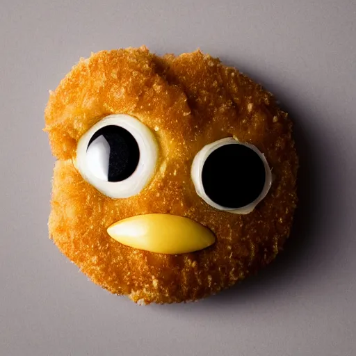 a chicken nugget with 2 googly eyes on it, studio | Stable Diffusion