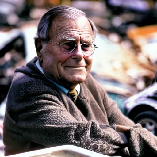 Image similar to donald rumsfeld as a junk yard cat, photo, detailed, 4 k