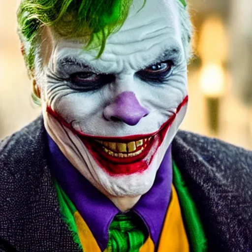 Prompt: film still of Adam West as Joker in the new Joker movie