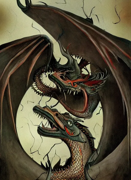 Prompt: dragon painted by hieronymus bosch, detailed digital art, trending on Artstation